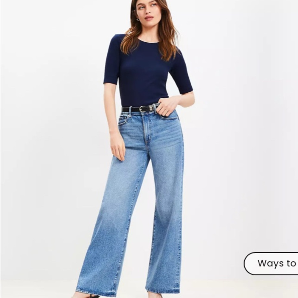 LOFT High Rise Wide Leg Jeans with Retro Style
